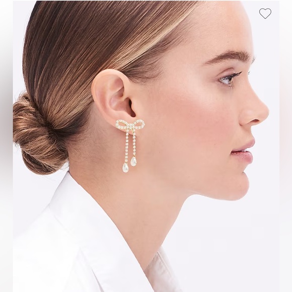 J. Crew Pearl Bow Dangly Statement Earrings - Picture 3 of 9